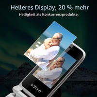 Telefon mobil pentru seniori artfone F20, pliabil, negru, fără abonament, 2G GSM, Dual SIM, butoane mari, ecran color de 2,4 inchi, buton SOS, radio FM, 1300 mAh 6