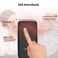 Telefon mobil pentru seniori artfone F20, pliabil, negru, fără abonament, 2G GSM, Dual SIM, butoane mari, ecran color de 2,4 inchi, buton SOS, radio FM, 1300 mAh 3