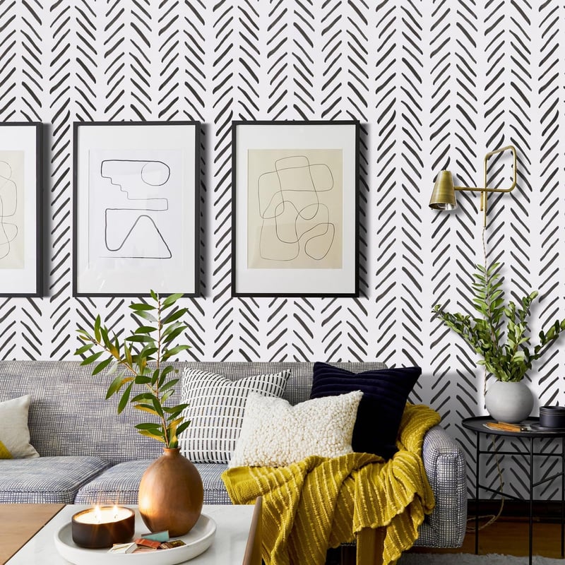 Arthome fekete-fehér öntapadós tapéta 44cm x 3m, modern geometrikus mintás