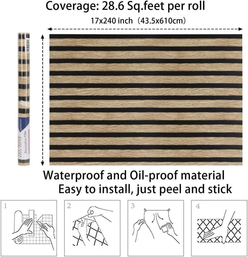 Arthome öntapadós fa mintás tapéta 44cm x 6m fekete-barna faldekoráció