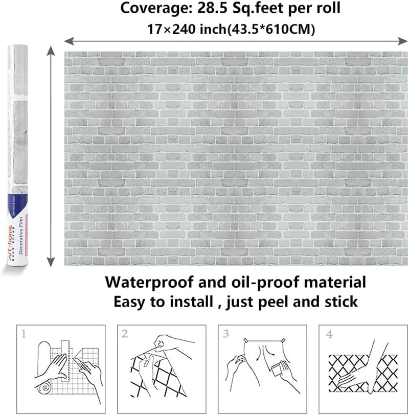 Arthome öntapadós tapéta szürke kő hatás 44cm x 6m konyha fürdőszoba