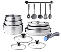 Arthur Martin 5535 Set kuhinjskog posuđa od nehrđajućeg čelika, 15 dijelova, Inox, 26 cm 1