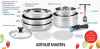 Arthur Martin AM0025 10 részes rozsdamentes acél edénykészlet levehető fogantyúval, kiöntőcsőrrel - indukciós főzőlappal is kompatibilis 3