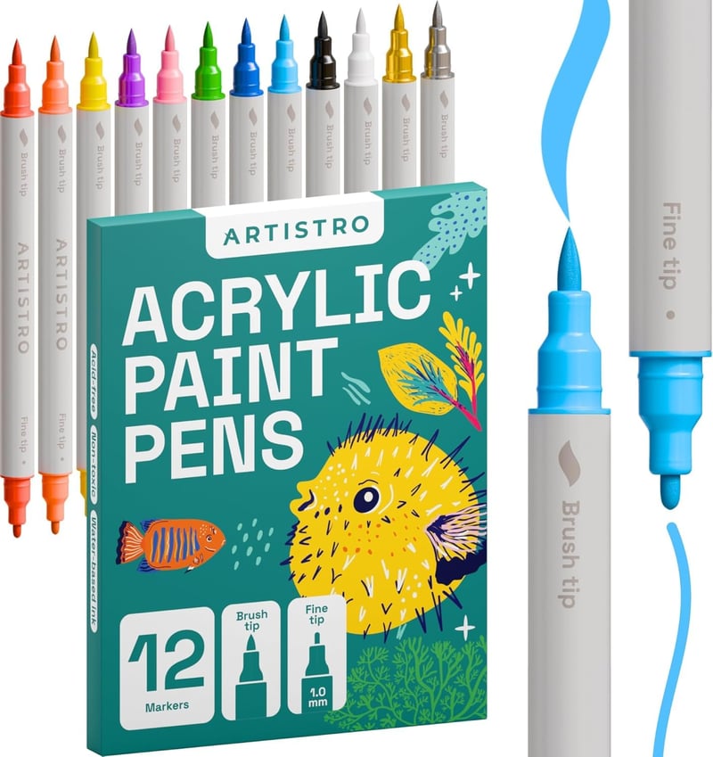 Artistro 12 db kétoldalas akril marker készlet - multicolor