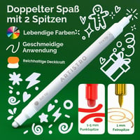 Set 24 Markere Acrilice cu Două Capete Artistro, Vârf Rotund și Vârf Fin pentru Piatră, Sticlă, Lemn și Textile 3