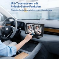Artman Baba Autokamera pre 2 deti, 7,2-palcový duálny HD 1440P IPS dotykový displej s rozdelenou obrazovkou, infračervené nočné videnie a 360° otáčanie, pre všetky autá 2
