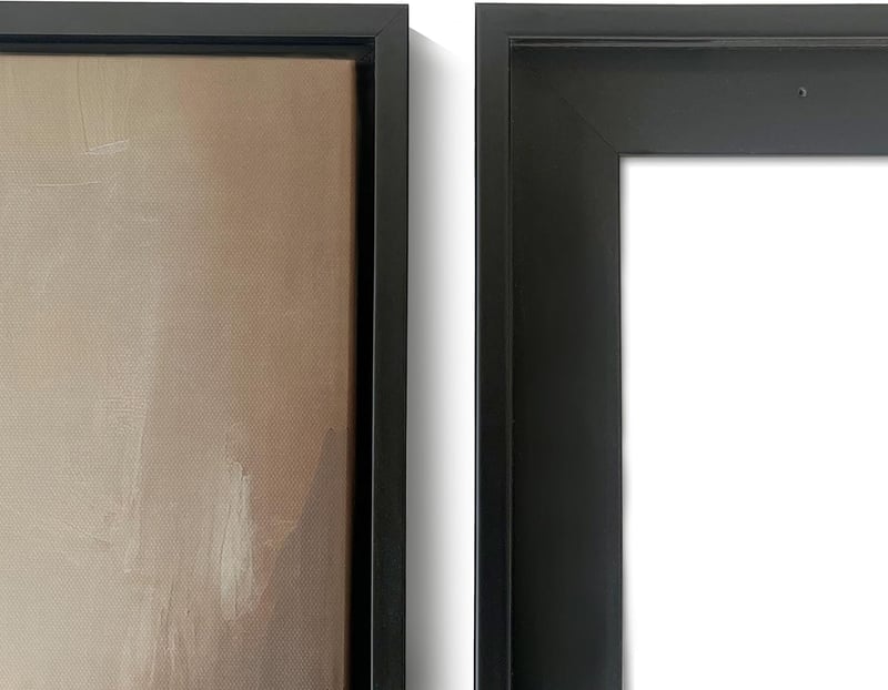 Artnova Lebegő Képkeret 60x90 cm Fekete - Fali Képtartó Fenyőfából Akasztóval