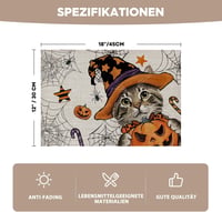 Artoid Mode Halloween macska boszorkánykalap tök mintás PVC asztal alátét készlet 4 db nem csúszós hőálló konyhai dekoráció 5