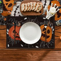 Artoid Mode Halloween pókhálós töklámpás asztalterítő készlet 6 db 30 x 45 cm mosható konyhai parti dekoráció 2