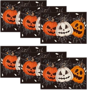 Artoid Mode Halloween pókhálós töklámpás asztalterítő készlet 6 db 30 x 45 cm mosható konyhai parti dekoráció