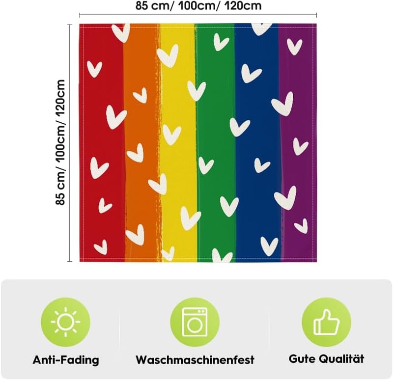 Artoid Mode Szivárvány Love LGBT Mosható Asztalterítő 85x85 cm