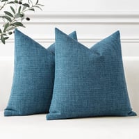 Artscope 2 db sötétkék lenvászon párnahuzat 50 x 50 cm egyszínű díszpárna huzat kanapéra hálószobába 2
