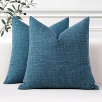 Artscope 2 db sötétkék lenvászon párnahuzat 50 x 50 cm egyszínű díszpárna huzat kanapéra hálószobába 7