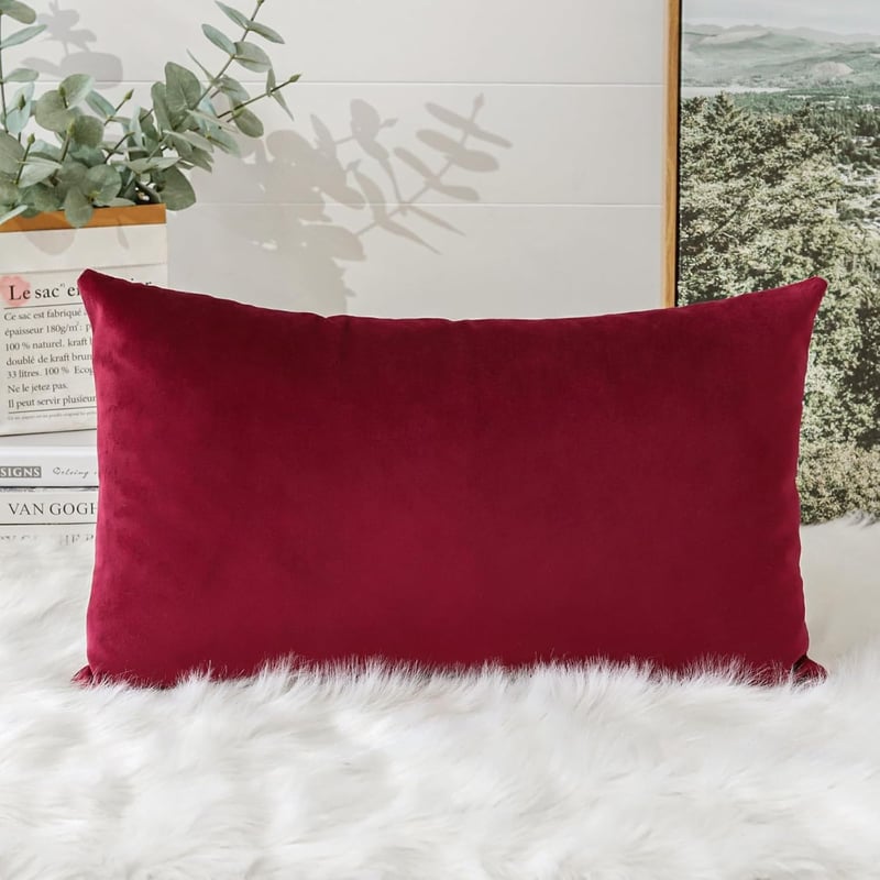 Artscope Bársony Párnahuzat 40x60 cm Bordó Dekoratív Kanapé Lumbar Párnához