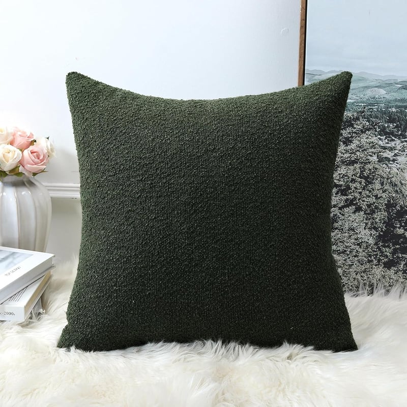 Artscope Boucle Párnahuzat 50x50 cm Erdei Zöld Modern Dekoratív Kanapé Hálószoba