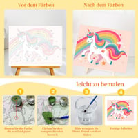 Arttoplus Sada na maľovanie podľa čísel pre deti s rámom a dreveným stojanom - Akrylové farby s motívom jednorožca pre začiatočníkov, pre dievčatá od 5 do 10 rokov, 20x30 cm 4