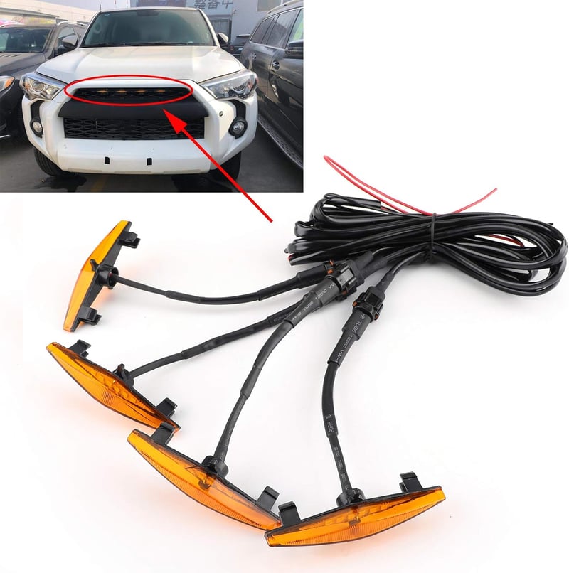 Artudatech LED hűtőrács fények borostyán színben Toyota 4Runner TRD Pro 2014-2019, autó grill világítás készlet