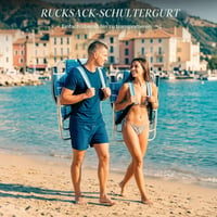 ARURU sklopiva stolica za plažu s visokim sjedištem, ruksak stolica za kampiranje, podesiva u 5 položaja, s torbom za hlađenje i držačem za čaše, plava 2