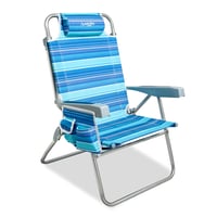 ARURU sklopiva stolica za plažu s visokim sjedištem, ruksak stolica za kampiranje, podesiva u 5 položaja, s torbom za hlađenje i držačem za čaše, plava 1