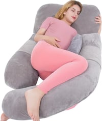 AS AWESLING 153 cm extra nagy U alakú testpárna kismamáknak és szoptatáshoz, külön támaszpárnával, 1