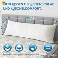 AS AWESLING testpárna felnőtteknek, 160x50 cm memóriahabos oldalsó alvópárna fehér huzattal - 160 x 50 cm, White Memory Foam 4