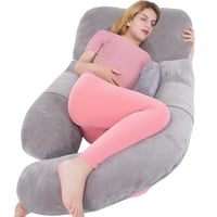 AS AWESLING tehotenský vankúš v tvare U s odnímateľným bočným vankúšom – 153 cm, sivý 2
