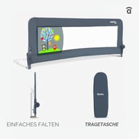 Asalvo 2 v 1 Detská zábrana na posteľ, Biela, 150 x 125 cm, Bezpečnostná bočnica na posteľ pre batoľatá 7