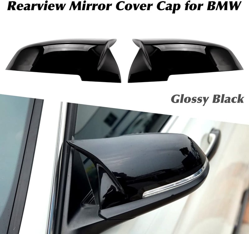 Asasytal BMW Tükörborítás - Fényes Fekete ABS Műanyag Visszapillantó Tükör Burkolat F20 F21 F22 F30 F32 X1 E84 i3 M2 F87 Modellekhez - 1 Pár