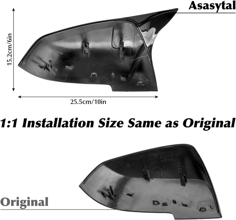 Asasytal BMW Tükörborítás - Fényes Fekete ABS Műanyag Visszapillantó Tükör Burkolat F20 F21 F22 F30 F32 X1 E84 i3 M2 F87 Modellekhez - 1 Pár