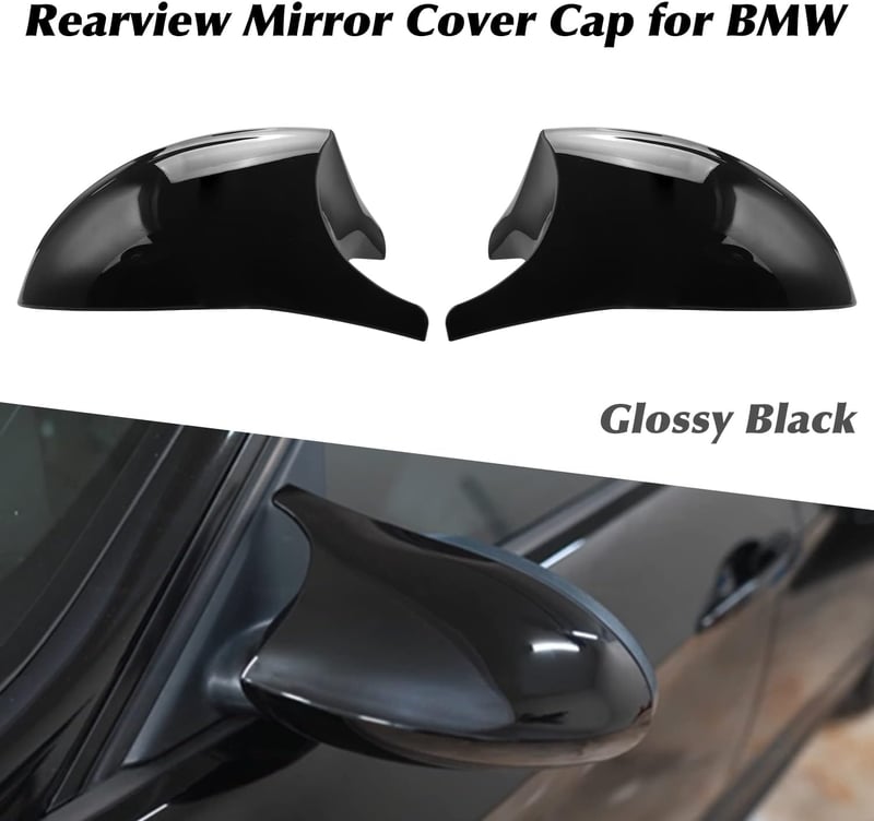 Asasytal BMW Visszapillantó Tükör Borítás E87 E81 E82 E88 E90 E91 E92 E93 PRE-LCI Modellekhez - Fényes Fekete ABS Műanyag, Pár
