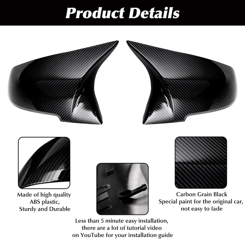 Asasytal Szénszálas Visszapillantó Tükör Borítás BMW F20 F21 F22 F23 F30 F31 F32 F33 F36 X1 E84 i3 M2 F87 Modellekhez - Karbon Külső Tükörsa