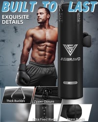 ASBRAVO 120 cm-es PU Boxzsák Szett Felnőtteknek - 12 oz Kesztyűvel, MMA, Muay Thai és Kickbox Edzéshez, Otthoni Edzőterembe (Töltetlen) 2