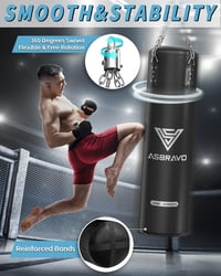 ASBRAVO 120 cm-es PU Boxzsák Szett Felnőtteknek - 12 oz Kesztyűvel, MMA, Muay Thai és Kickbox Edzéshez, Otthoni Edzőterembe (Töltetlen) 4