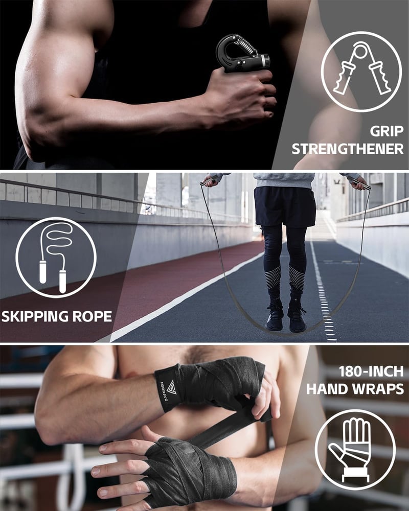ASBRAVO 120 cm-es PU Boxzsák Szett Felnőtteknek - 12 oz Kesztyűvel, MMA, Muay Thai és Kickbox Edzéshez, Otthoni Edzőterembe (Töltetlen)