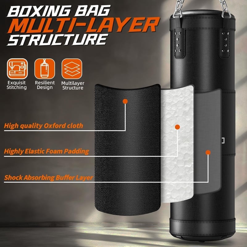 ASBRAVO 120 cm Ütőzsák szett 12 oz boxkesztyűvel MMA karate kickboxing edzéshez