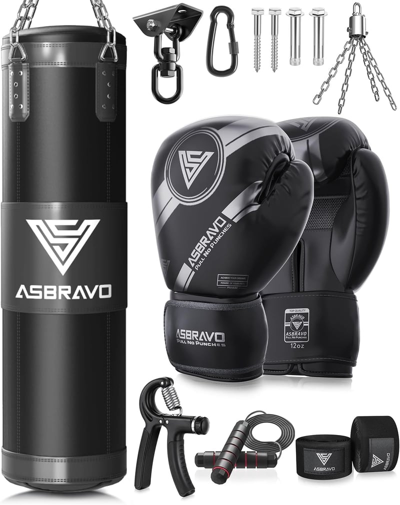ASBRAVO 4 ft Oxford Boxzsák Szett 12 oz Kesztyűvel MMA Muay Thai Edzéshez