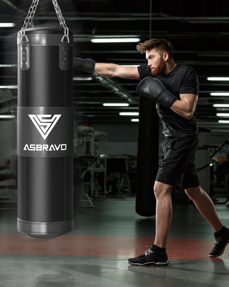 ASBRAVO 4 ft Oxford Boxzsák Szett 12 oz Kesztyűvel MMA Muay Thai Edzéshez