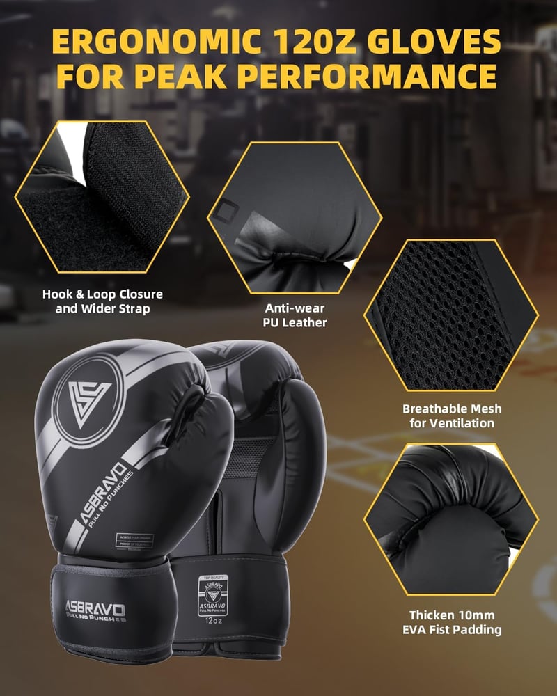 ASBRAVO 4 ft Oxford Boxzsák Szett 12 oz Kesztyűvel MMA Muay Thai Edzéshez