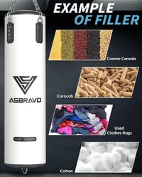 ASBRAVO 4 lábas nehéz ütőzsák szett 12 oz kesztyűvel MMA Muay Thai edzéshez - White 8