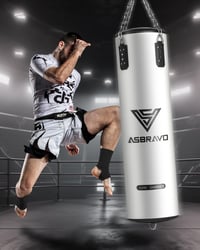 ASBRAVO 4 lábas nehéz ütőzsák szett 12 oz kesztyűvel MMA Muay Thai edzéshez - White 9