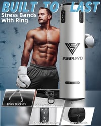 ASBRAVO 4 lábas nehéz ütőzsák szett 12 oz kesztyűvel MMA Muay Thai edzéshez - White 2