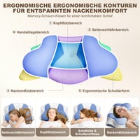 Asbtos ergonomska jastuk za vrat od memorijske pjene – Jastuk za potporu ramena i vrata za spavanje na trbuhu, leđima i boku, 66 x 40 x 14 cm 2