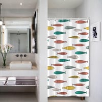 ASDCXZ Kúpeľňový sprchový záves s farebným vzorom morských rýb 120 x 200 cm, vodeodolný polyester, odolný voči plesniam, s 8 háčikmi 2