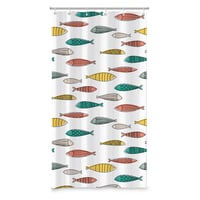 ASDCXZ Kúpeľňový sprchový záves s farebným vzorom morských rýb 120 x 200 cm, vodeodolný polyester, odolný voči plesniam, s 8 háčikmi 3