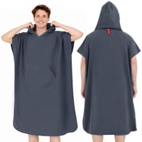 Poncho de baie din microfibră Asde PonDy Unisex pentru femei și bărbați, accesoriu pentru schimbat și prosop, uscare rapidă, super absorbant, ultraușor, pentru sporturi nautice, surf, plajă, camping, gri carbon, mărimea L 1