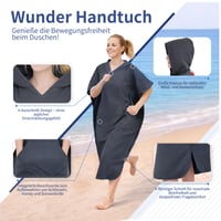 Poncho de baie din microfibră Asde PonDy Unisex pentru femei și bărbați, accesoriu pentru schimbat și prosop, uscare rapidă, super absorbant, ultraușor, pentru sporturi nautice, surf, plajă, camping, gri carbon, mărimea L 4