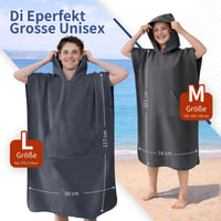 Poncho de baie din microfibră Asde PonDy Unisex pentru femei și bărbați, accesoriu pentru schimbat și prosop, uscare rapidă, super absorbant, ultraușor, pentru sporturi nautice, surf, plajă, camping, gri carbon, mărimea L 2