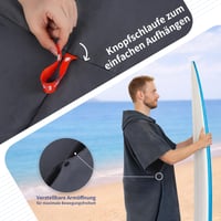 Poncho de baie din microfibră Asde PonDy Unisex pentru femei și bărbați, accesoriu pentru schimbat și prosop, uscare rapidă, super absorbant, ultraușor, pentru sporturi nautice, surf, plajă, camping, gri carbon, mărimea L 5