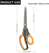 Asdirne Titánium Olló 21,8 cm - Rozsdamentes Acél Pengék, Gumi Markolat, Fekete-Narancs - Univerzális Vágóeszköz Otthonra, Irodába, Iskolába 3