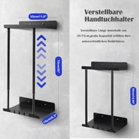 Asdsed Öntapadós Törölközőtartó Polccal 38-75 cm Fekete - Black 2
